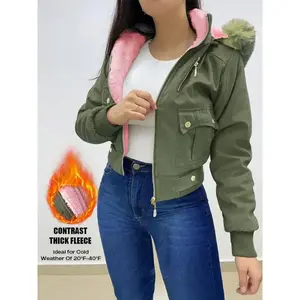 Stylish Fuchsia Hooded Jacket With Pockets - Women's Casual Zip Jacket, Machine Washable Fabric Polyester Womenswear Coats