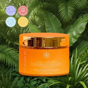 Turimere Turmeric Luxe Scrub - 500g Exfoliating & Nourishing Body Scrub with Jojoba & Sweet Almond Oils for Radiant Skin Care Infused with Turmeric Extract & Sea Salt Blend Golden
