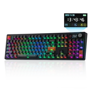 EPOMAKER TH108 V2 PRO Full Size Mechanical Keyboard with Screen & Knob, 10000mAh, BT/2.4Ghz, Mac Modifier PBT Keycap, Hot Swap, RGB Light, 5-Padding Gasket, Wireless Gaming Keyboard for Mac/PC