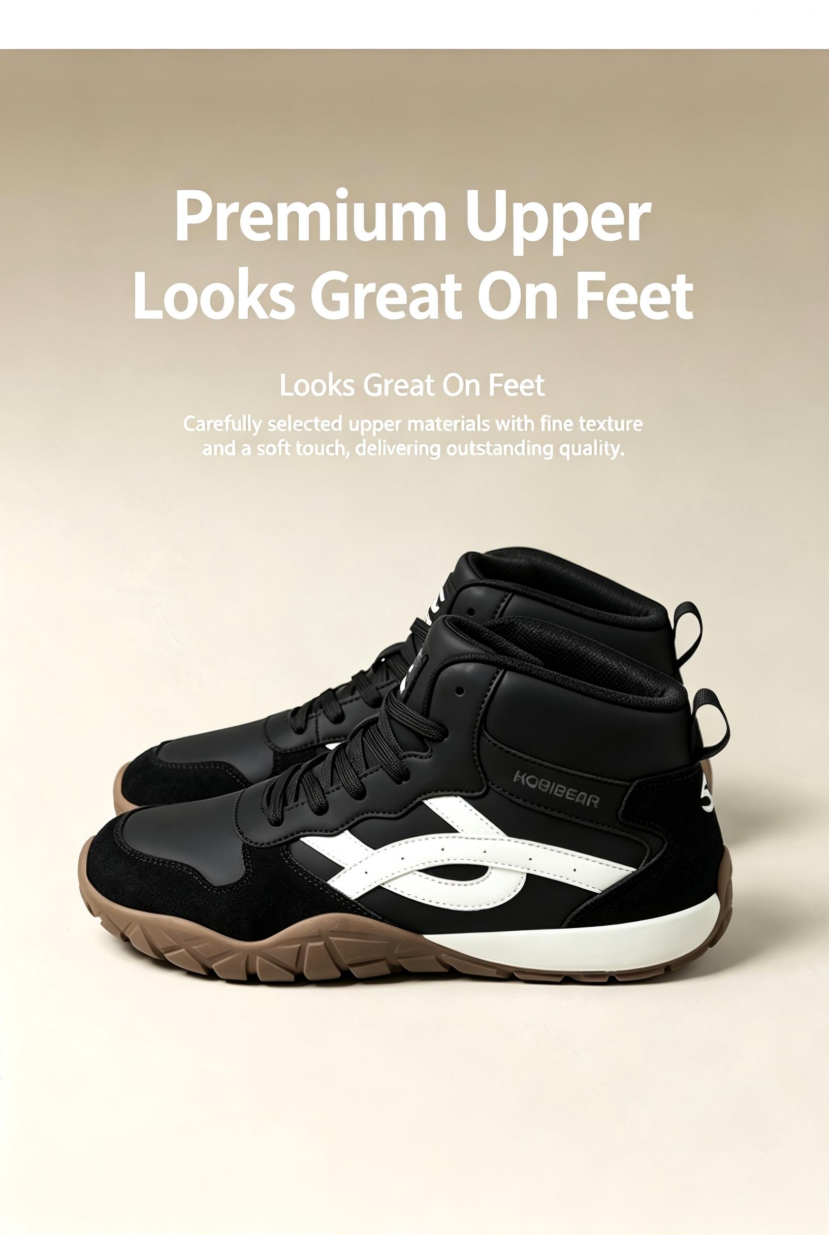 HOBIBEAR Men's Barefoot Boots, Minimalist High-Top Canvas Walking Shoes with a Wide Toe Box for All Seasons Outdoors, Footwear, Slip On, Rubber, All‑Season Use,back to school,back to school haul