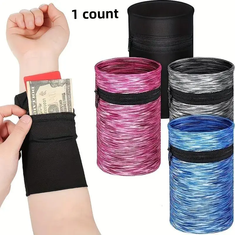 Random Color Wrist Wallet, 1/2 Counts Zipper Wristband Pouch, Mini Cash Card Holder for Outdoor Sports, Cycling, Exercise, Workout Accessories, Gym Accessories, Travel Accessories & Wrist Accessory