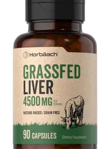 Grass Fed Beef Liver Supplement 4500mg 90 Capsules Desiccated, Pasture Raised, Grain Free, Non-GMO bloom greens