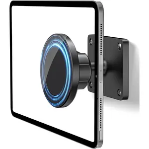 Tablet Wall Mount Holder Compatible with MagSafe, 360° Rotating Magnetic iPad Wall Arm for 4.7"-12.9" Devices, Strong Aluminum Base, Fits iPhone 12–16, Phones & Tablets, Gym/Kitchen Use