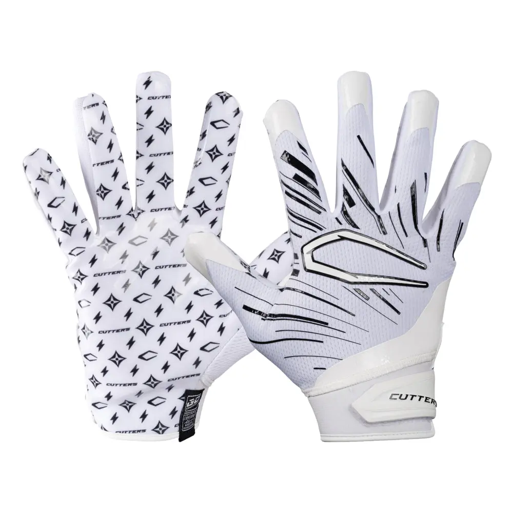 CUTTERS White/Black Lux Game Day Pro Limited-Edition Football Receiver Gloves - High Performance Lightweight Grip & Secure Fit for All-Weather Play