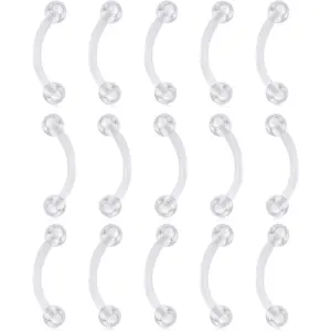 16G 14G Clear Flexible Plastic Daith Rook Earrings Eyebrow Rings Curved Barbells Belly Piercing Retainers 15PCS