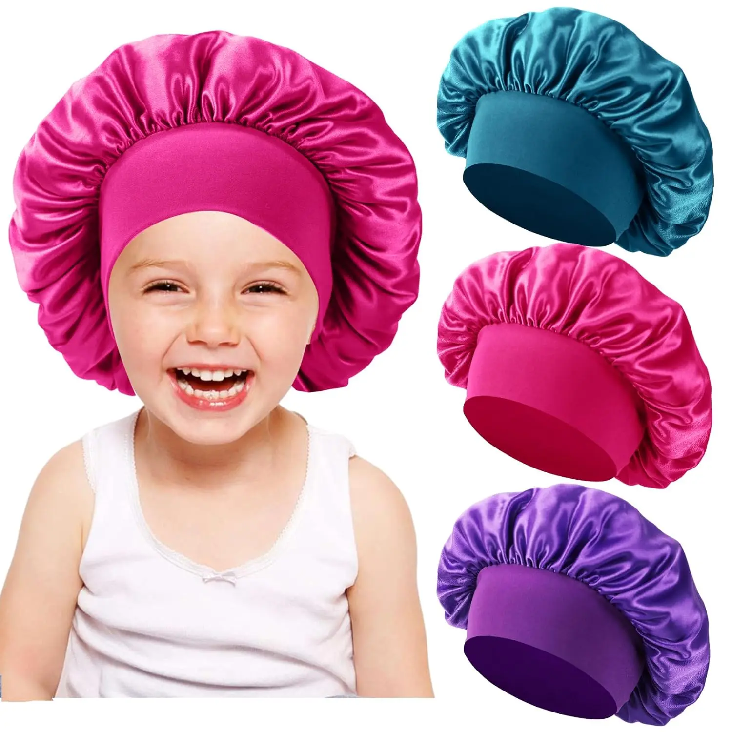 3 count  Bonnets for Girls,Silk Bonnet for  Sleeping, Bonnet for Boys and Girls