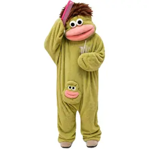 Unisex Adult Cute Monster Plush Onesie Pajamas, Premium Thick Coral Fleece Warm Full Body Loungewear with Interactive Movable Big Mouth Hood & Adorable Mini Monster Pocket, Oversized Loose Long Sleeve Zipper Sleepwear, Great Holiday Birthday Gift