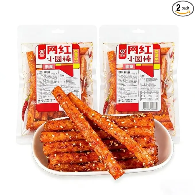 Fraunitsh Latiao Spicy Wheat Snack Strips, Chinese Ready-to-Eat Snack, 2 Pack x 62g (2.18oz), Savory Gluten Snack Sticks, Spicy Flavor
