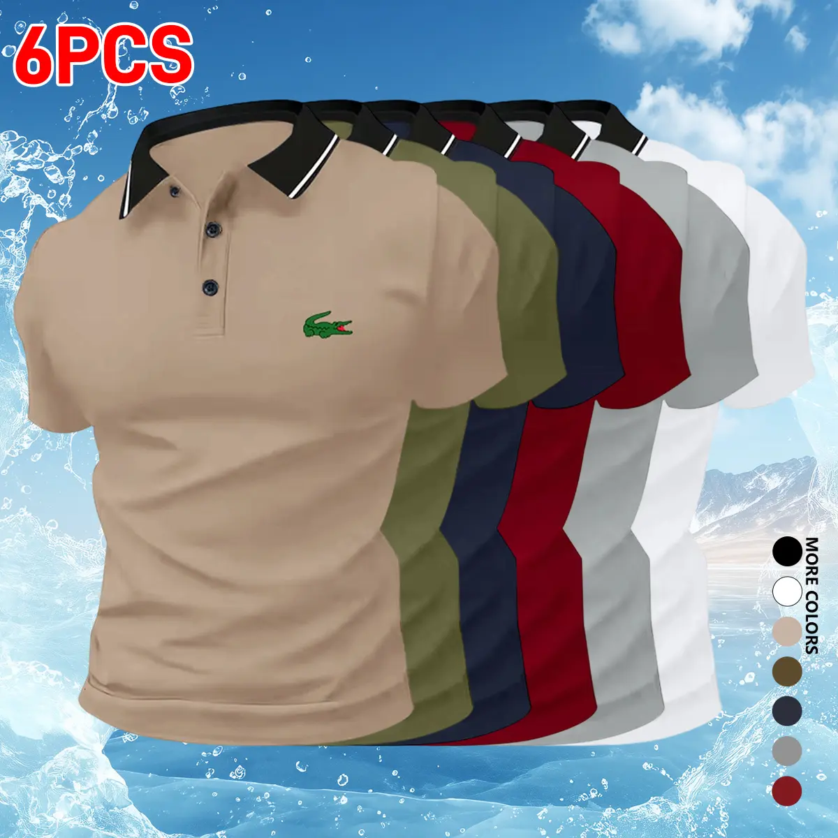 Men's Polo Shirt, Solid Short-Sleeve Breathable Top for Summer, Business Casual Wear and Tennis Training, Menswear