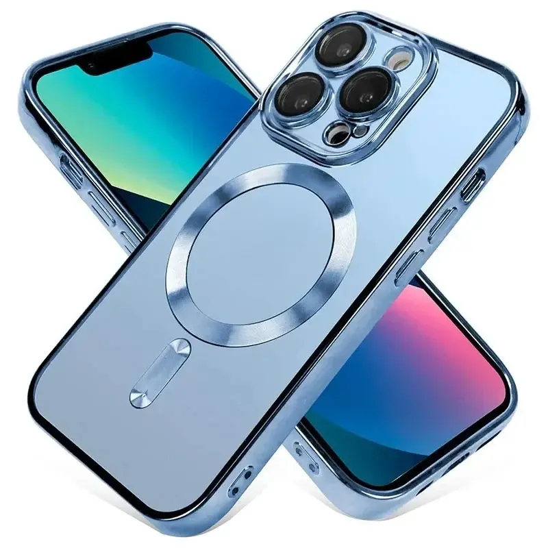 Clear Plating Magnetic Protective Smartphone Case For iphone 17 16 15 14 13 12 11 Pro Max Plus Lens Protection For Magsafe Wireless Charge Case Cover Protector Smartphone Protective Casing