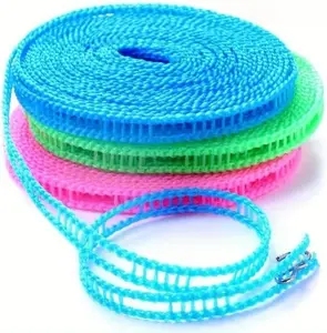 3-Set Windproof Portable Clothes Line with Hooks, Adjustable 16.4FT Laundry Drying Line for Indoor-Outdoor Use, Travel Camping RV Home Essentials, Suitable for Drying Both Dry and Wet Clothes