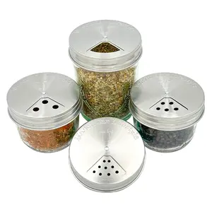 Spice Shaker Stainless Steel Lids for Mason Jars 4 Pack