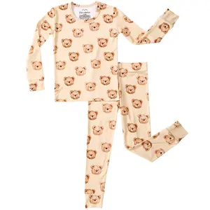 Bamboo Moisture-wicking Two Piece Pajama Sets for Toddler Kids Boys Girls Long Sleeves 2pc PJS Sets Snug Fit Sleepwear 18M-5Y All Seasons Wear Cozy Toddler Pajama Sets