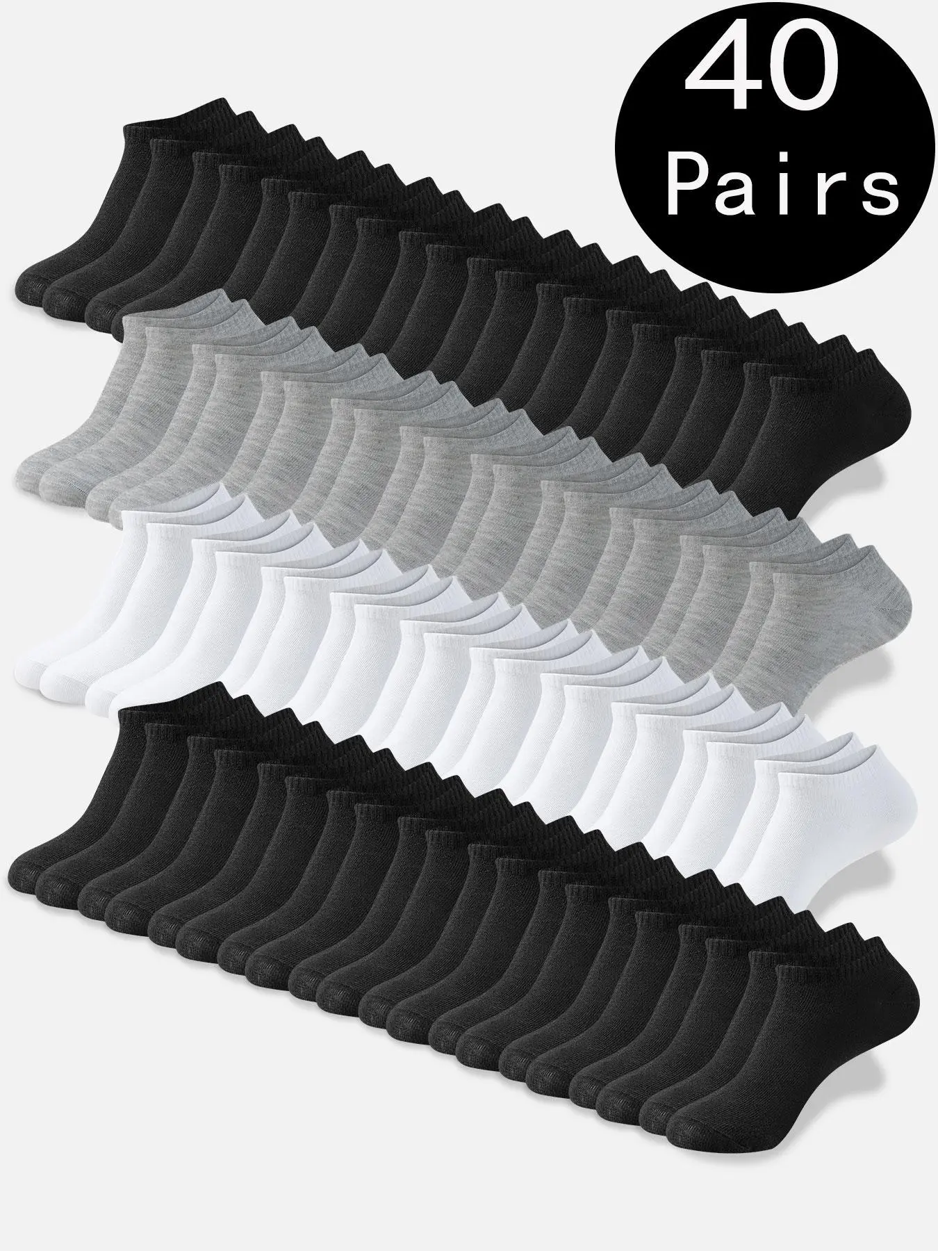 Men's Plain Ankle Socks, Training Low Socks, Casual Comfy Breathable Solid Color Socks for Daily Wear, Socks for Men, Men Socks, Socks Set, Socks Pairs, Socks Bulk, Breathable Fabric Socks, Soft Breathable Socks, White Socks, Menswear, Sock Sets