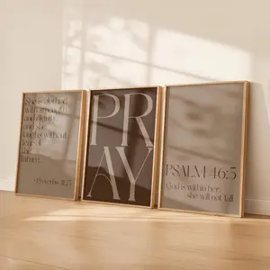 Brown Christian Wall Art Set of 3 Poster Unframed  s | Bible Verse Poster Unframed  able Bundle | Minimalist Scripture Poster Unframed s | Modern Religious Decor for Girls