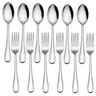 Stainless Steel Cutlery Dinnerware Set (12pcs), Including 6 Spoon & 6 Fork, Household Tableware Set for Home Kitchen Dining Room, Summer Gift