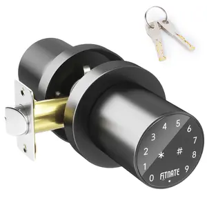 FITNATE Keypad Door Knob,Touchscreen Keyless Entry Door Lock, Electronic Door Knob with Keypad, Auto Lock, Anti-peep Password, Easy to Install for Bedroom Home Office Garage,Black