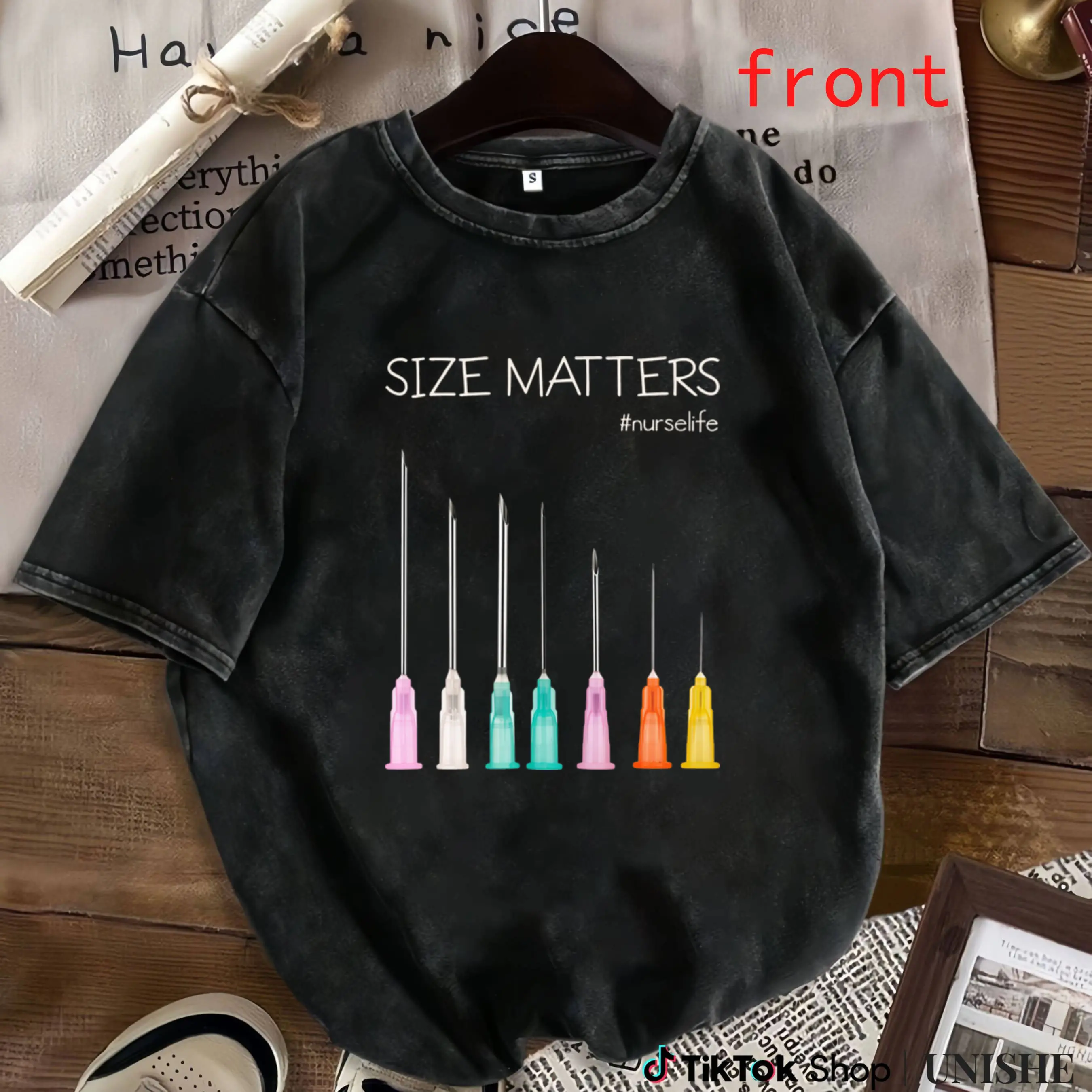 Comfy Cotton Nursing Tee – 100% Washed Shirt, Needle Size Matters Design Women Womenswear