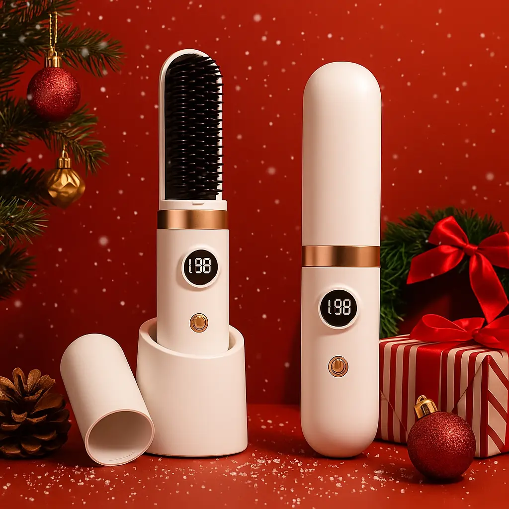 Portable USB Wireless Hair Straightener Comb, Cordless Straightener Styler, Multifunctional Hair Straightener, Rechargeable, Infrared Wave, Negative Ion Protection, LED Temperature Display, Type-C Charging, Hair Styling Tools