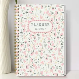 1pc 2026-2027 Academic Planner A5 Size, Pretty Floral Cover, Weekly & Monthly Agenda, Spiral Bound Journal, Back To School, Cute Study Supplies, Perfect Gift, Aesthetic Calendar Organizer Notebook