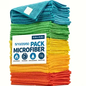 9.8x9.8in Microfiber Cleaning Cloths (5/10/20/50 Pack) - Ultra Absorbent, Scratch-Free, Fast-Drying, Reusable Up to 1200 Washes, Perfect for Car Washing, Household Cleaning & Detailing