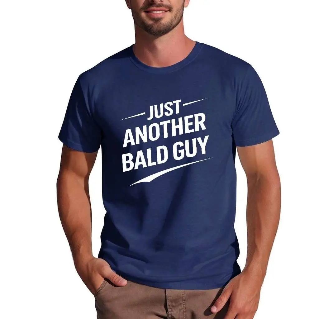 Bald Guy Letter Print T-Shirt Men's Crew Neck Short Sleeve Casual Tee ...