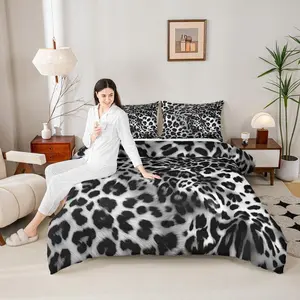 Cheetah Comforter Set,Black and White Quilt Set,Animal Leopard Bedding Comforters for Kids Teens Room Decor,Luxury Soft Breathable Duvet Set