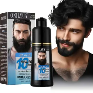 Black Hair & Beard Dye Shampoo,Semi Permanent Hair Color,Shampoo for Gray Hair and Beard Coverage for Men, 3 in 1 Dye Shampoo Conditioner with Natural Ingredients, 200ML