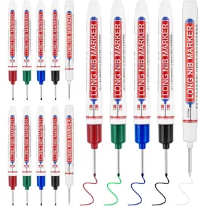 15 count Long Nib Marker, 20 mm Long  Deep Hole Marker Pens, Fine Nose Tip Deep Reach Permanent  Markers for Metal, Marking Pen for Drilling, Carpenter, Woodworking, Construction (Colorful)