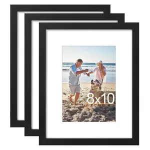 8x10 Photo Frame Set 1/3 Pieces, with High-Definition KT Board, can display 5x7 photos with borders or 8x10 photos without borders. The multi-functional black photo frame is suitable for desktop or wall display, Classic Rectangular Frame