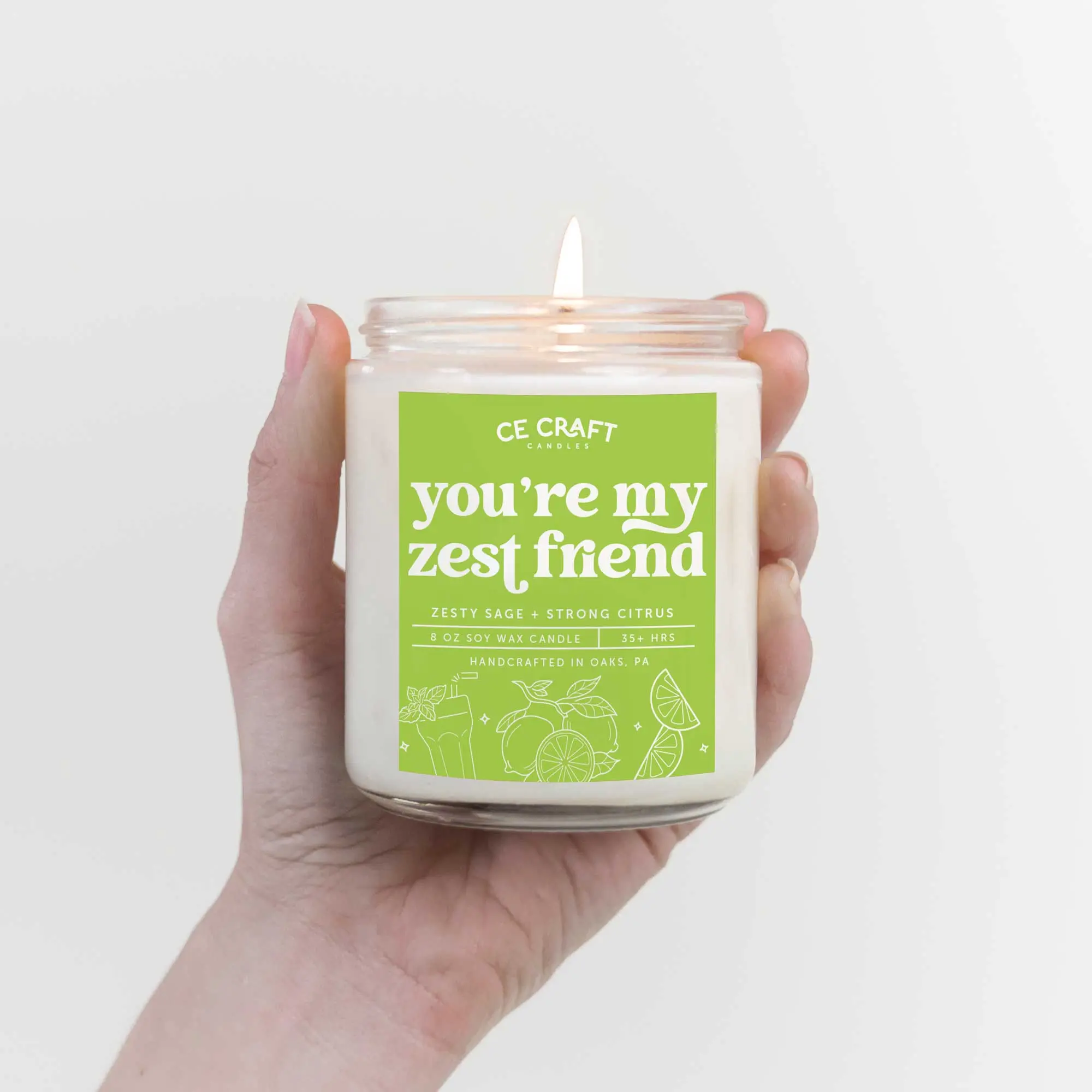 "You're My Zest Friend" 8oz Citrus Zest Aroma Jar Candle, Best Friend Gift, Home Supplies Decoration Accent, Desk