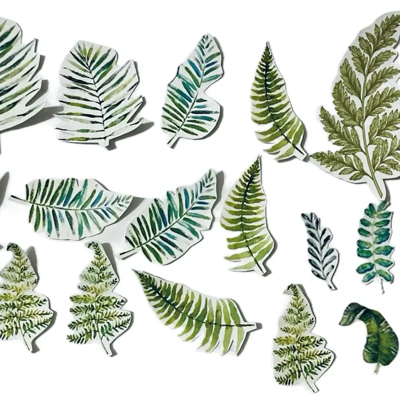 Handcrafted 20 Fern Leaf Stickers for Journaling and Art Projects Natural Green Decorative Elements