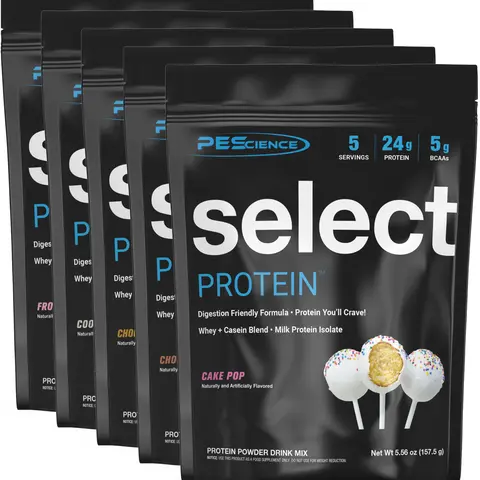 PEScience Select Protein Variety Pack, 2 Sizes | 5-8 Flavors, 25-40 Servings - 24g Protein 5g BCAAs - Whey Casein Blend