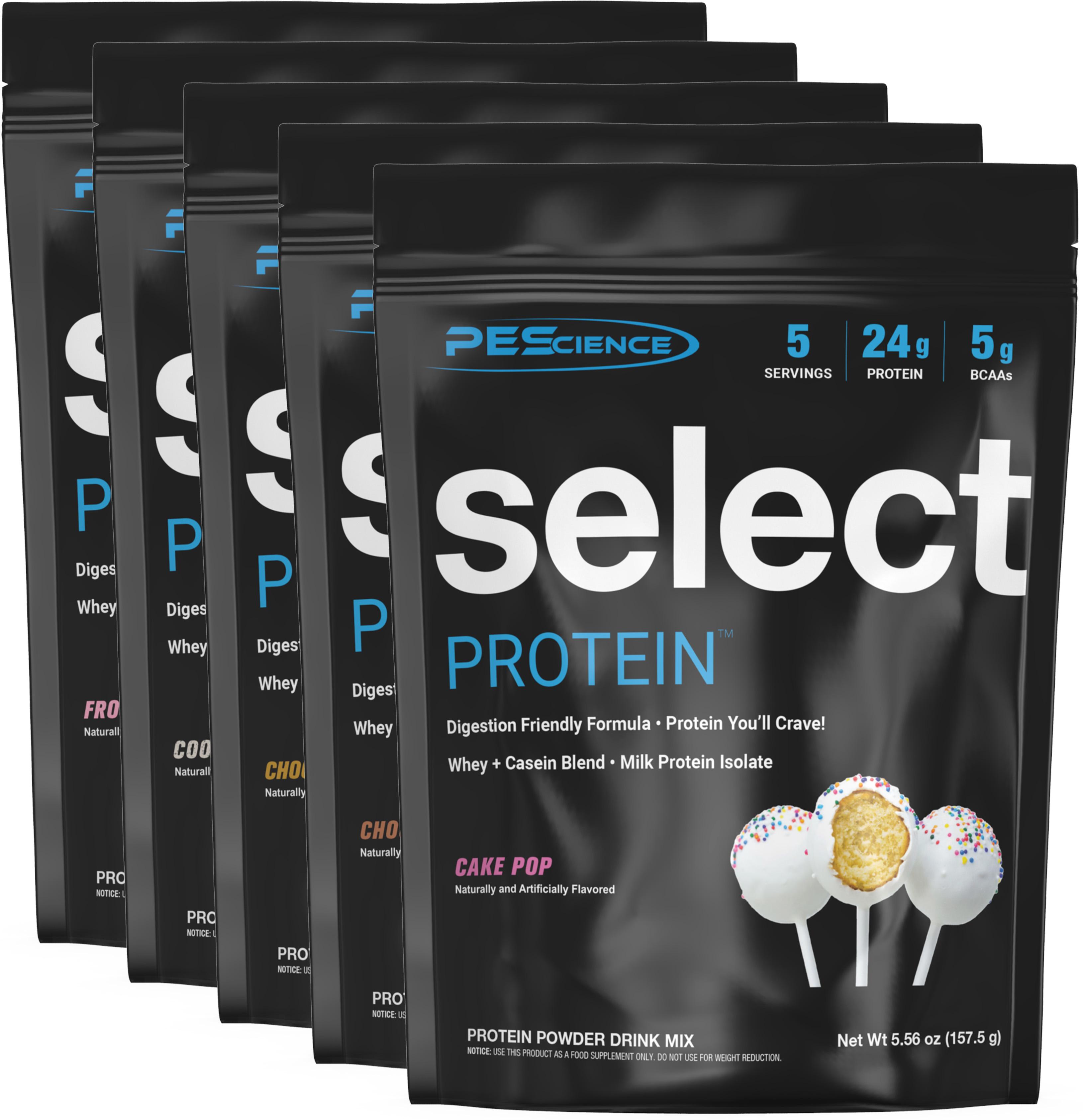 PEScience Select Protein Variety Pack, 2 Sizes 5-8 Flavors, 25-40 Servings - 24g Protein 5g BCAAs - Whey Casein Blend