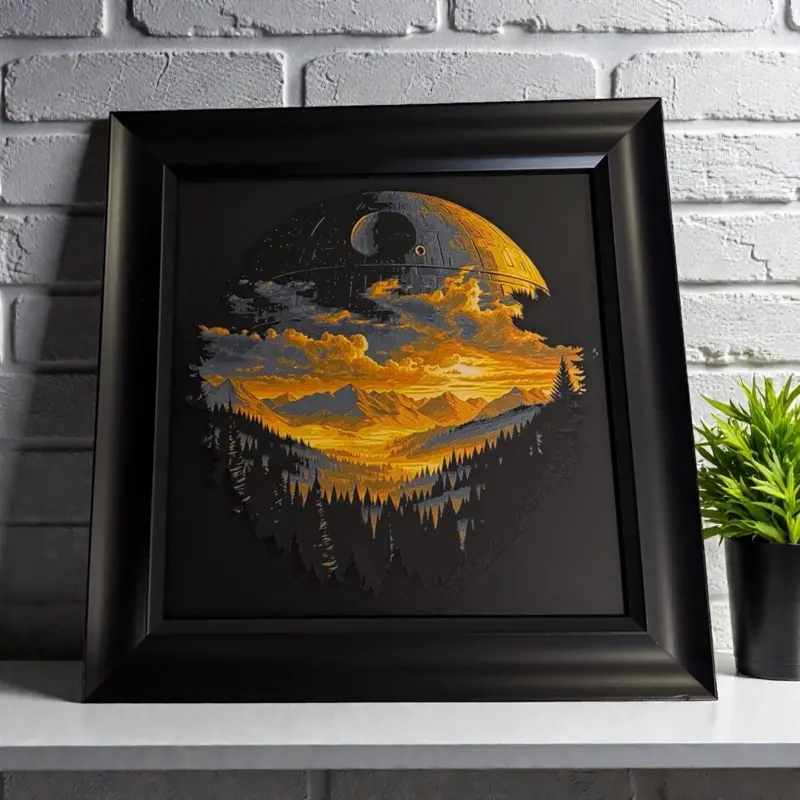 3d printed space moon framed wall decor 3d printed space moon framed wall decor