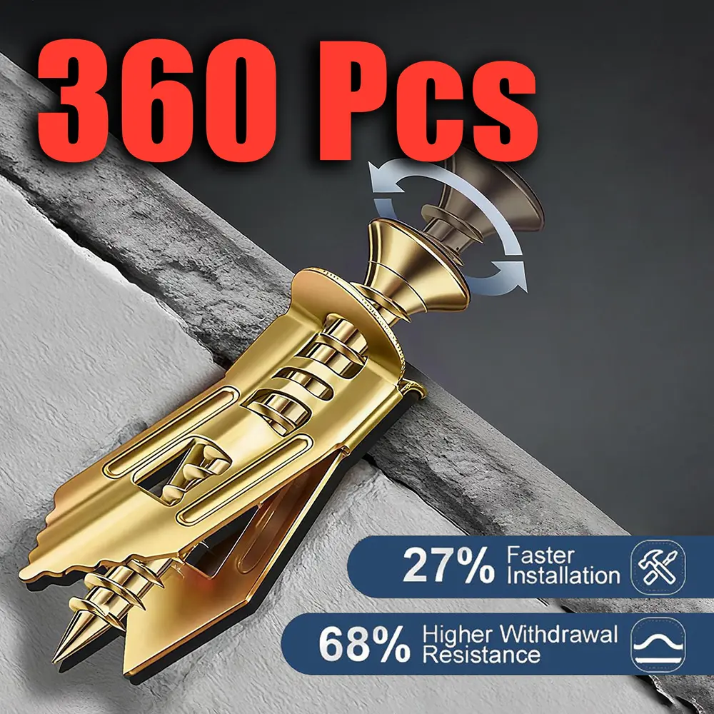 120/240/360 Pack Waterproof Hollow Wall Drywall Anchors Self‑Tapping Screws, No Pre‑Drilling Quick Install Heavy‑Duty Fasteners for Wall‑Mounted Furniture