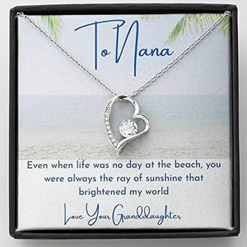 Beach Themed To My Nana Necklace from Granddaughter, Gift My Nana Necklace, Nana Necklace, Even When Life Was No Day at the Beach Luxury Jewelry Necklaces styles On Birthday, Xmas, Anniversary Personalized Jewelry, Custom Message Card, Gift Box