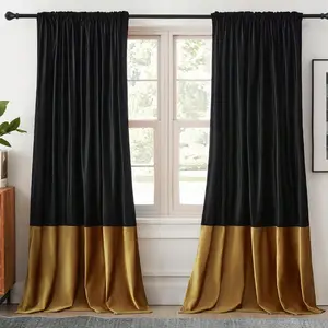 Luxury Gold Velvet Curtains, Minimalist Style Drapes, Light Blocking Rod Pocket Design, Perfect for Bedroom & Living Room Decor, Home Decoration Curtain