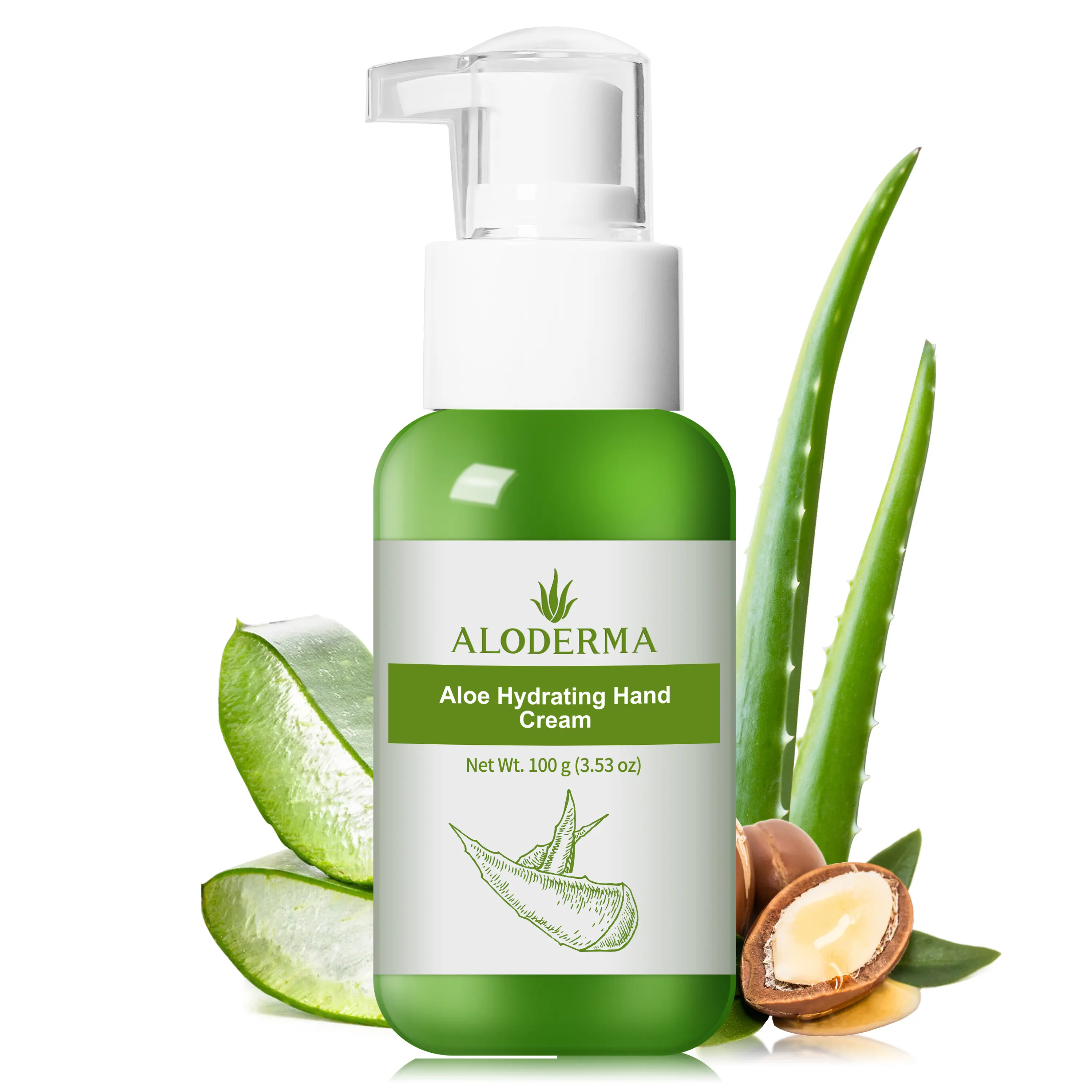 Aloderma Aloe Hydrating Hand Cream, 3.5oz Travel Size - Non-Greasy Gentle Hand Cream for Dry, Cracked Hands, Lightweight Lotion Made with Fresh Organic Aloe Vera and Shea Butter for Soft Hands