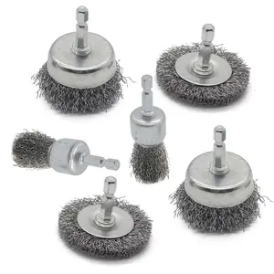 6 Pack Wire Drill Brush Set, Drill Wire Wheel with 1/4 Inch Hex Shank, Drill Wire Brush Set with Crimped Carbon Steel Wires