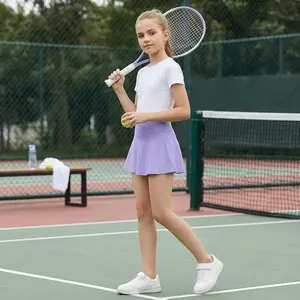 Girl's Athletic Skort with Pockets - High Waist Tennis Golf Workout Skirt Shorts Cross Solid Color Comfortable Breathable Fabric Perfect for Sports Training Running Yoga Gym Activities