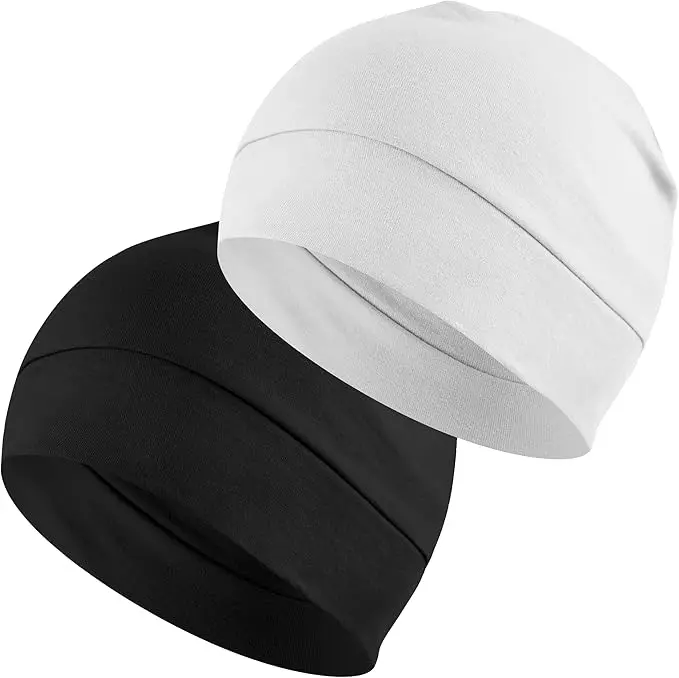 Cotton Skull Caps for Men Women,2-Pack Lightweight Beanie Sleep Hats Breathable Helmet Liner