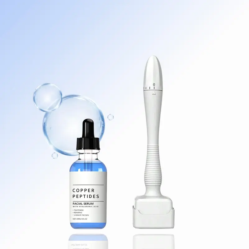 Adjustable Microneedle Derma Stamp with 140 Precision Needles, Stainless Steel Micro Needle Head, Adjustable Needle Depth and Protective Cap, Facial Skincare Beauty Tool for Men and Women
