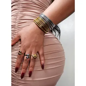 Richesse Stacked Flexible Statement Bangle Bracelet
