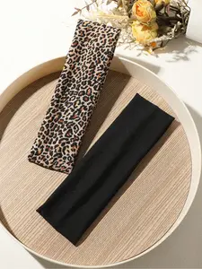 Women's Sports Sweat-Wicking Elastic Hair Bands, Multicolor Leopard Print Fashion Headbands for Yoga Running Basketball Fitness