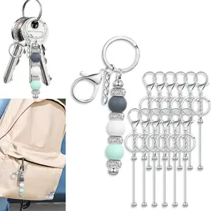 12 pieces bead keychain strips, blank metal keychain, for DIY handmade production, perfect for gifts and accessories