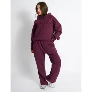 Wide Leg Sweat Pants Deep Burgundy