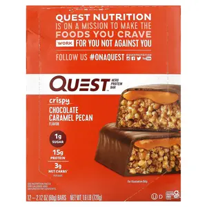 Quest Nutrition Hero Protein Bar, Crispy Chocolate Caramel Pecan, 12 Bars, 2.12 oz (60 g) Each
