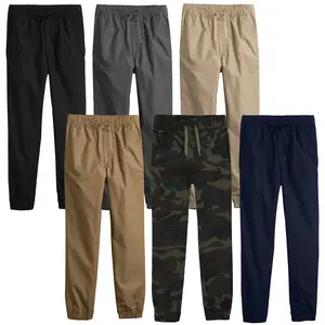 3 Pack Boys Slim Fit Cotton Stretch Twill Joggers