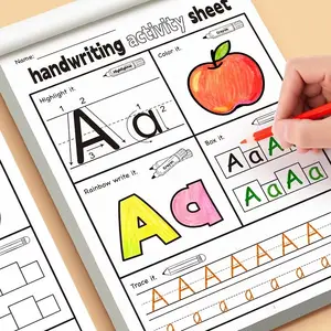 Children's writing practice book, Preschool learning tool, Preschool learning materials, featuring 26 English letters, includes handwriting exercises, tracing exercises, and is suitable for family education, classroom teaching, back-to-school supplies